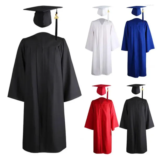 Set di abbigliamento abito da laurea per adulti tassel tassel set solido colore universitario abito accademico costume prestazionali per studente