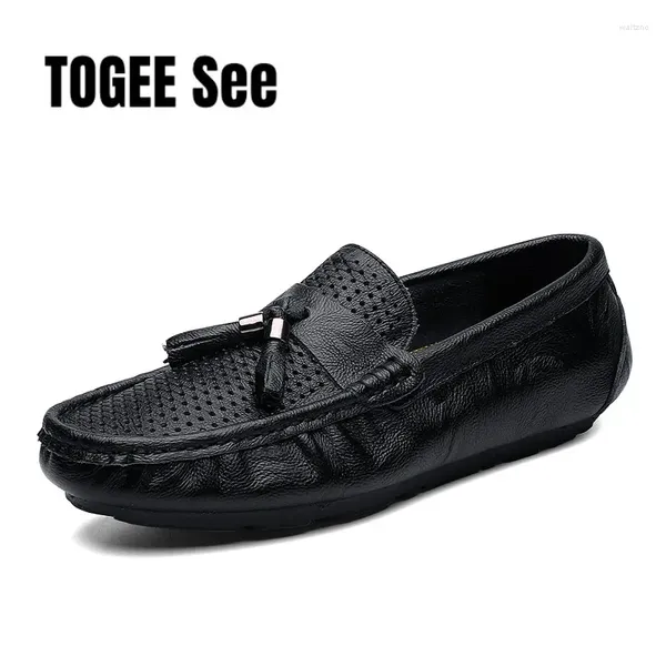 Sapatos casuais Summer masculino Hollow Out Breathable Slip em mocassins italianos tênis mocassins dirigindo apartamentos