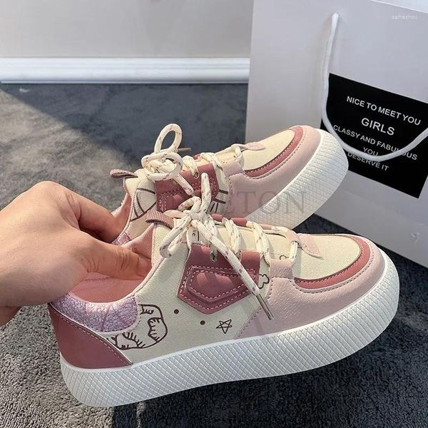 Sapatos casuais anime moda moda versátil macaron esportes mole menina coração anti deslize placa de confortável respirável leve