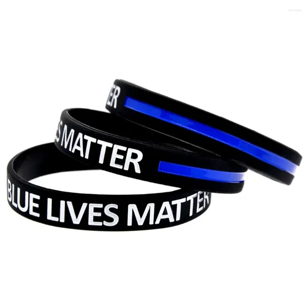 Bracelets de charme 50 PCs Blue Lives Matter Silicone Pulset Sport Bracelet de borracha LOGOTIPE DE LINHA DE LINHA