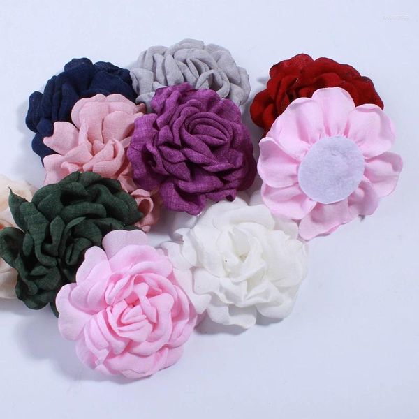 Flores decorativas 5pcs 8 cm de tecido de cetim queimado para decoração de vestido convite de casamento artificial de flores