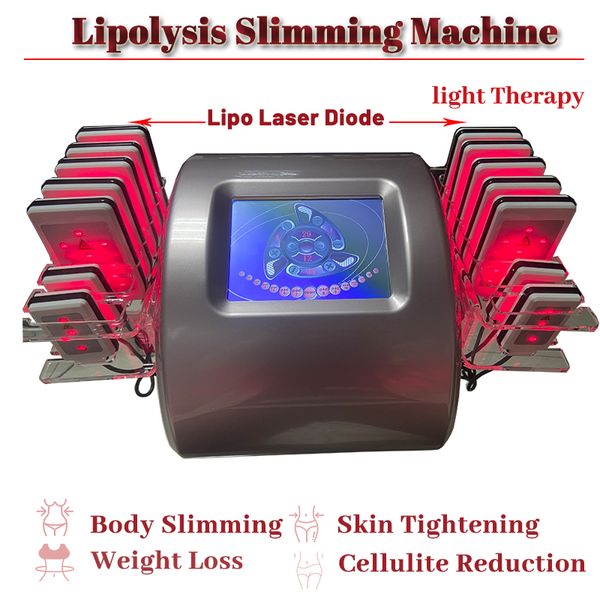LIPO Lazer Diyot Kilo Kaybı Makinesi Sıkma Cilt Doku Gevşeme Önleme Vücut Zayıflama Cihazı 14 Pedler Mevcut