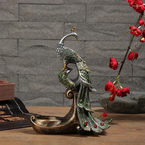 Titulares de velas nórdicos pavões de pavão decoração resina artesanato ornamentos caseiros de presentes criativos