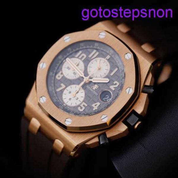 AP Sports Wrist Saat Kraliyet Meşe Ofshore 26470or Fil Gri Erkekler Saat 18K Gül Altın Otomatik Mekanik İsviçre İzle Lüks Gösterge 42mm