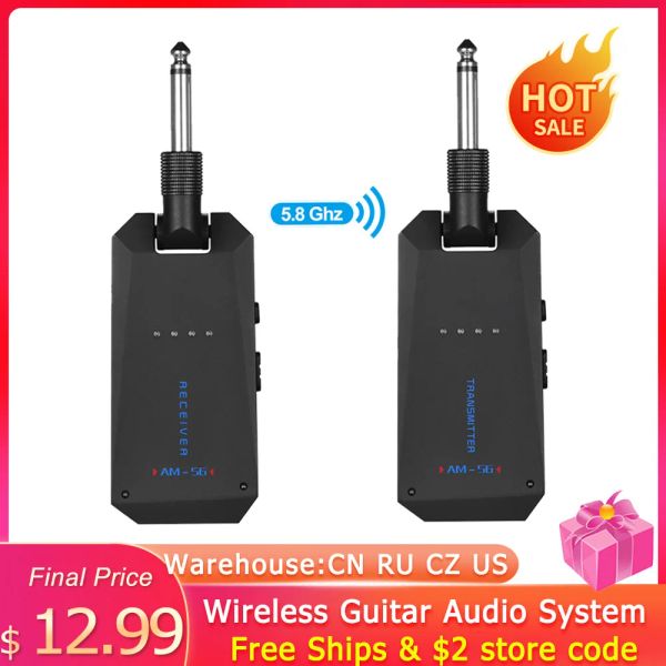 Cabos AMMOON AM5G Wireless 5.8g Sistema de guitarra Receptor de áudio Receptor ISM Band para guitarras de baixo elétrico amplificador de guitarras