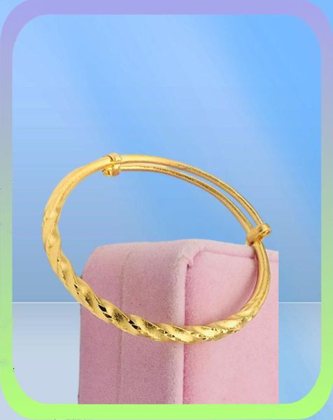 Bangle Womens Bangle Sólido 18K Amarelo Gold Moda cheia de ouro Ajuste Bracelet Gift DIA 6cm Classic Style53742531752463