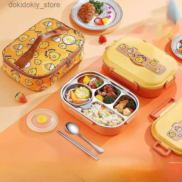 Bento -Kisten Edelstahl Thermals Lunchbox Tragbarer Bento Box School Dent Child Süßes Thermal Ba Lebensmittelwärmer -Behälter Suppe L49