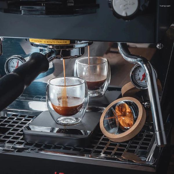 Masa Paspasları 1 PC Espresso Lens Ayna Akış Hızı Gözlem Ahşap Base Maker Ev Barista Yansıtıcı Kahve Öğütücü Latte