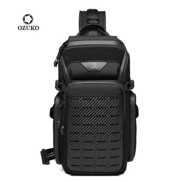 Ozuko esnek çanta erkekleri açık spor taktik crossbody sling çantaları erkek su geçirmez seyahat çok fonksiyonlu omuz messenger çantası 240402