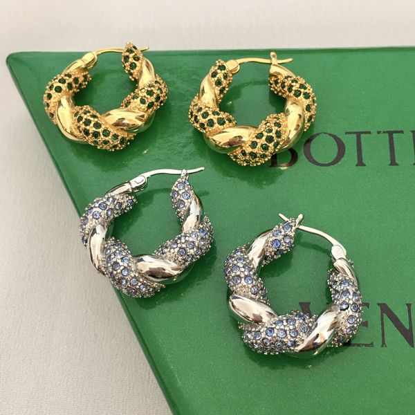 Orecchini designer per le donne orecchini femminile Rhinestone Hoop Grande orecchini di gioielli di lusso Round Stullo con scatola regalo originale di alta qualità