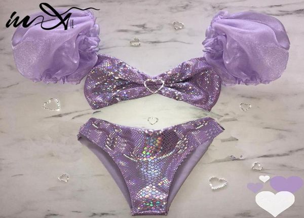 Costume da bagno rosa sexy inx con gonna luccicante bikini serpente 2020 Triangle costumi da bagno da bagno da bagno estate abitazioni adorabili adorabili due pezzi2473759