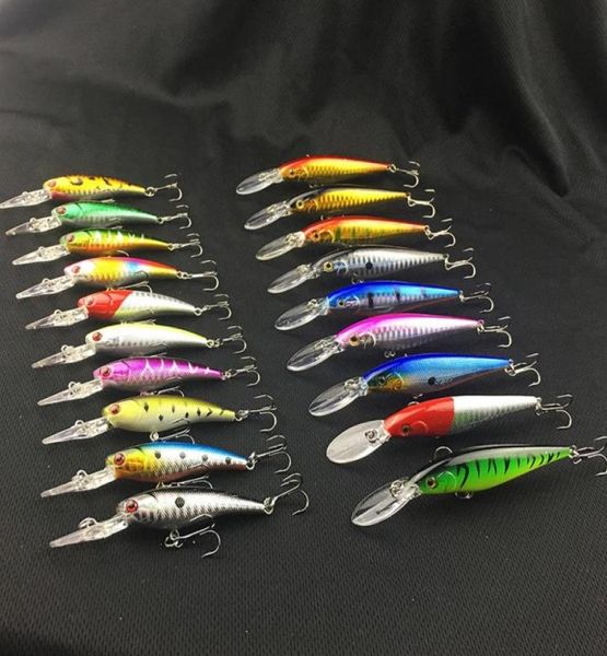 NEU 20 PCS HARD Köder Minnow Fischerei Köder Bass frisches Salzwasser Japan Sea 3d Augen Wobbler Tackle Kurbelköder Pesca Köder Kit Set233J9921560