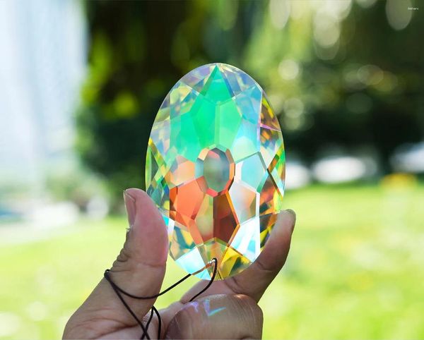 Decorazioni da giardino 89 mm Crystal Prism Suncatcher per finestre Maker Rainbow Crystals Crystals Home Outdoor Decoration Bla lampadario