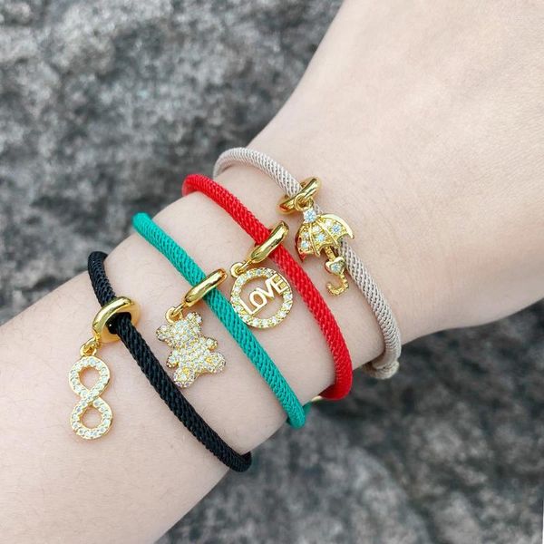 Bracelets de charme flola minúsculo cristal infinito para mulheres corda vermelha guarda -chuva de jóias penduradas de ouro BRTD41