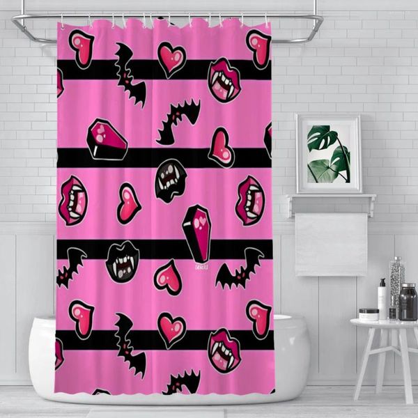 Cortinas de chuveiro Rosa Vampire Confetti Banheiro monstro de alta draculaura Drraculaura