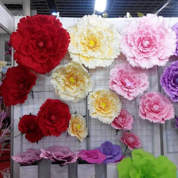 Fiori decorativi ramo lunghe dahlias teste di seta artificiale teste di grandi oggetti da palcoscenico fai -da -te decorazione murale