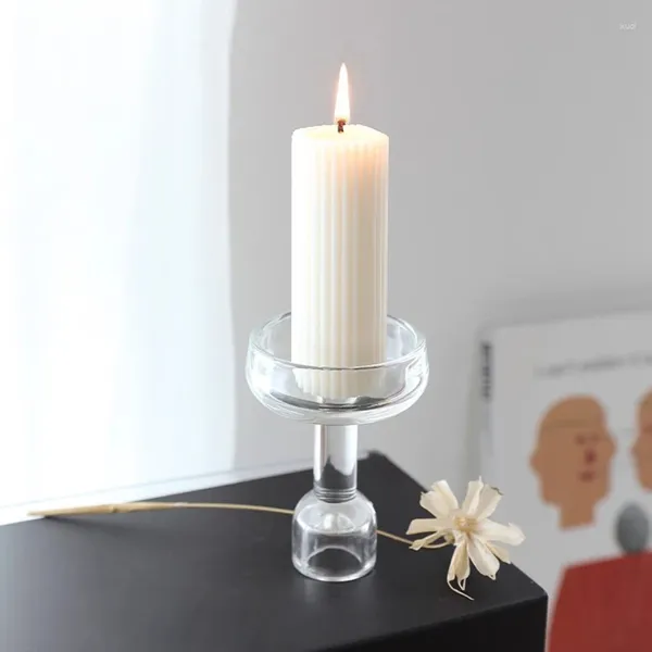 Pacchetto di titoli di candele di 2 porta in vetro per centrotavola di nozze Candlesty Affrollo esterno