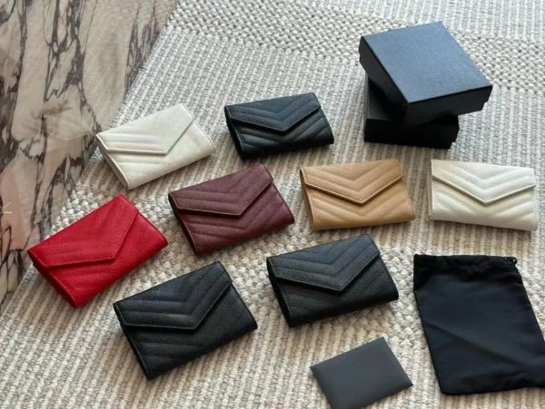 Top -Qualität Boutique Wallet Card Hold Kurzfrau Kaviar Leder Kurzklapper Brieftasche Münzbeutel Kopfschicht Cowhide Designer -Beutel Quiltedleder Lederklappe Ba