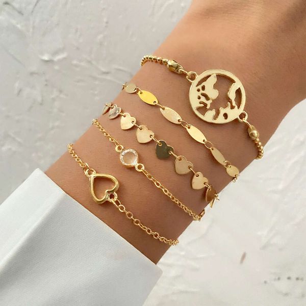 Geometriekettenkarte Hummer Personalisierte ein Zeilenschnalle 4-teiliges Armband Set