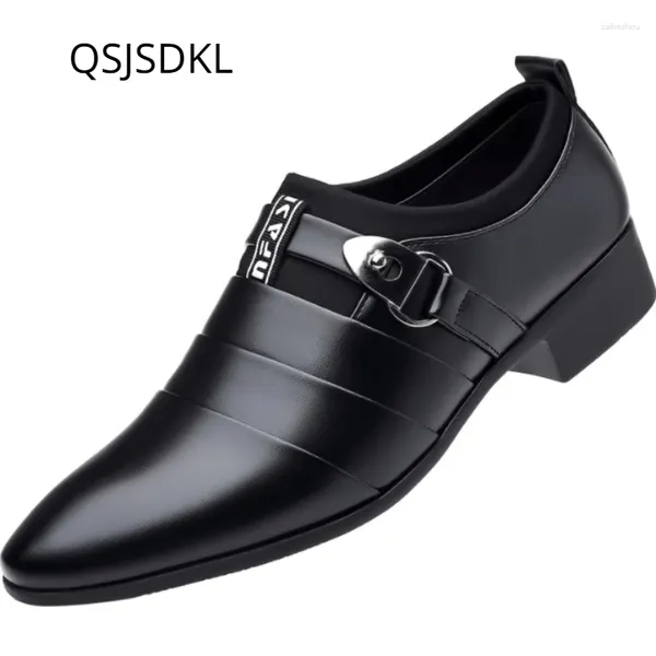 Vestido sapatos de couro para homens escorregar no dedo pontado oxfords para festa de casamento formal negócios casual masculino zapatos hombre