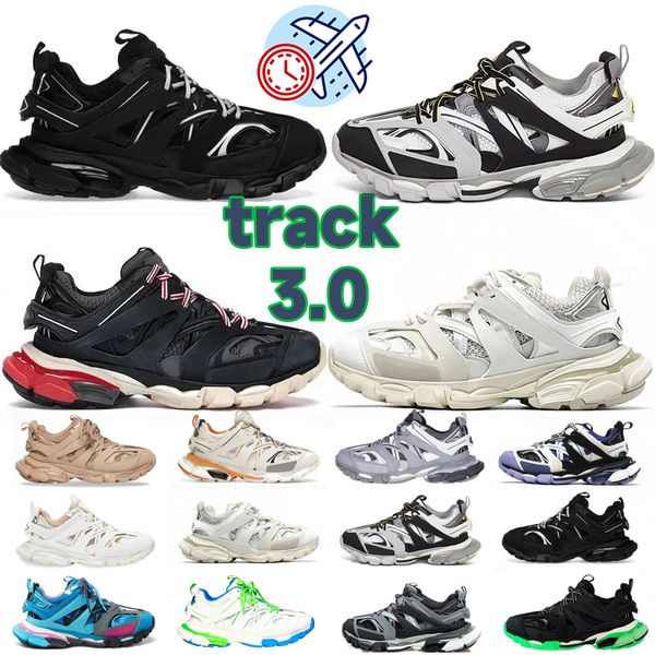 Lüks Tasarımcı Ayakkabı Pist 3 Sıradan Üçlü S 3.0 Platform Sporlu Siyah Beyaz Yeşil Pembe Koyu Mavi Serin Gri Gement Bej Gökkuşağı Gölge Sneakers