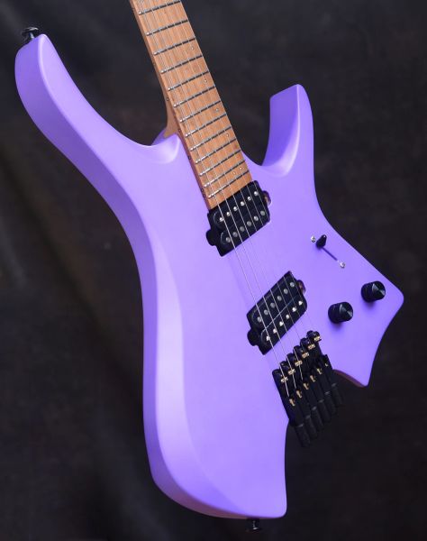 Chitarra 2022 NK Tranti a pinna 6 corde senza testa elettrico per chitarra perla viola viola macero arrostite HH pickups