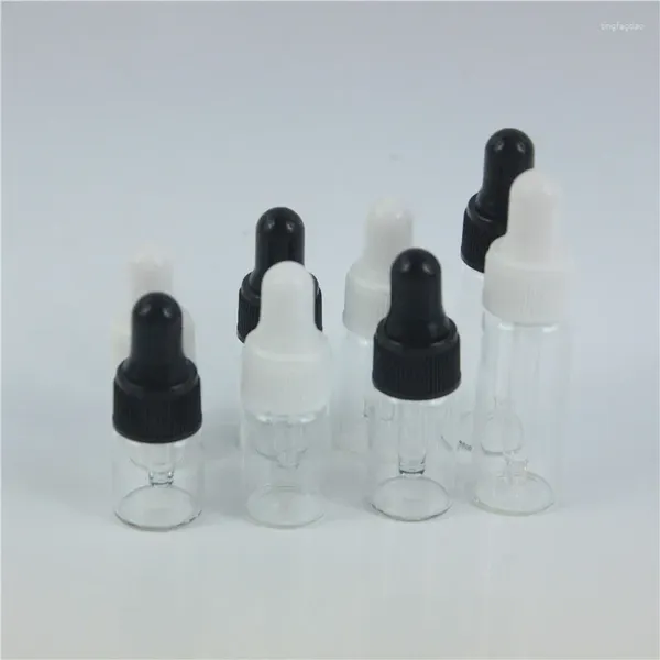 Garrafas de armazenamento 50pcs/lote vazio 1ml 2ml 3ml 5ml de óleos essenciais recarregáveis garrafa com vidro transparente de conta -gotas para