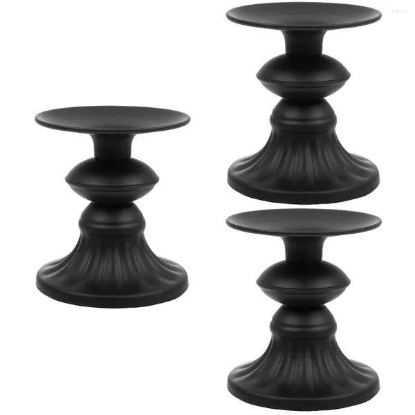 Portacandele supporto metallo stand garbone in ferro candela della maniglia tealight piastre di pilastro display retrò rotondo retrò nero