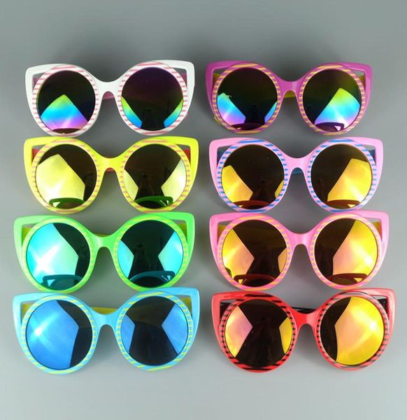 Зеркальные детские солнцезащитные очки кошачьи мода детские очки рамы девочка классные дизайнерские очки для солнечных очков смешивают цвета5973728