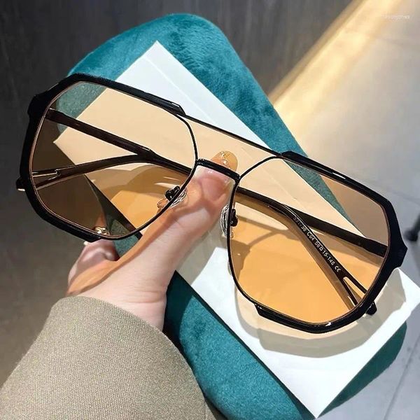 Sonnenbrille Retro Metall Doppelbrücken Square Frauen Mode klare Ozeanleitungslinsen Uv400 Männer Sonnenbrillen Brillen Brillen