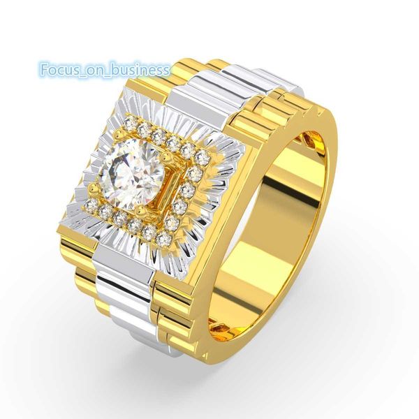 Meistverkaufte maßgeschneiderte Herren Ring Luxus echtes Gold Zirkon Moissanit Herren Ringgoldener Ring für Männer