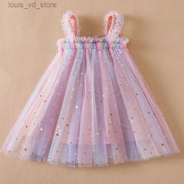 Девушка платья для малыша детская девочка платье радуги с блестками Tulle tutu vestidos 1-5 Y Kids День рождения вечеринки