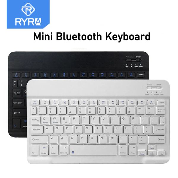 Teclados Ryra recarregável Bluetooth Keyboard sem fio mudo mini teclado tablet teclado USB teclado para iOS Android Windows PC iPad