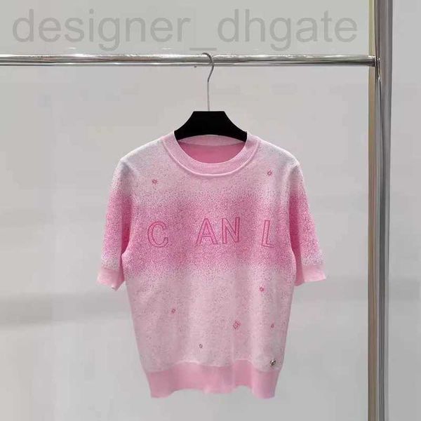 Maglieria da donna tees designer gaoding 2024 all'inizio della primavera Lettera di senso di sensazione tinta tinta tinta a maniche corte a maniche corta piccola fragranza versatile sciolto per donne rn5g