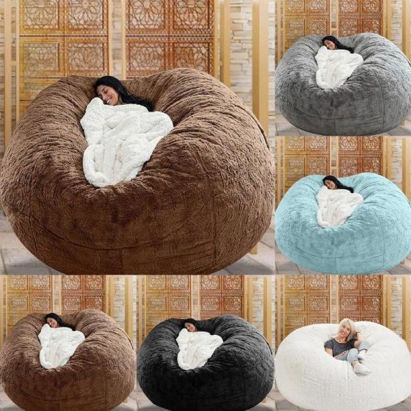 Coperture per sedie 72x35in gigantesca pelliccia di pelliccia per fagioli coperta grande rotonda morbida ecucile fave faceva di divano pigro mobili soggiorno 0415