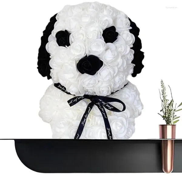 Dekorative Blumen 25 cm Teddy Rose Hund Künstliche Blume der Weihnachtsdekoration für den Muttertag Valentinstag Valentinstagsgeschenke