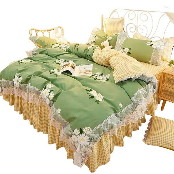 Bettwäsche-Sets Internet berühmte Spitze Quilt Cover Bett Rock Vierteilige Set Pure Cotton Fresh Home