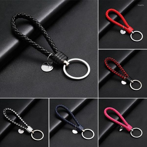 Клавичные кожаные плетеное плетеное веревочное браслет ремешок для мужчин для мужчин Женщины качество DIY Key Chains Bag Car Кольцо