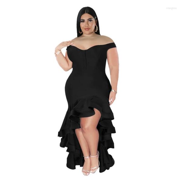 Vestidos de tamanho grande kexu off shoder celebridade festa boate noite vestido de baile formal feminino babados sereia maxi gota entrega de vestuário dhera