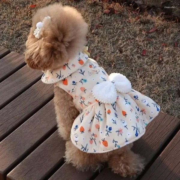 Abbigliamento per cani autunno inverno caldo vestiti densi gonna arco grattugiata cucciolo di gatto dolce abito da cucciolo per teddy Yorkie Chihuahua Accessori