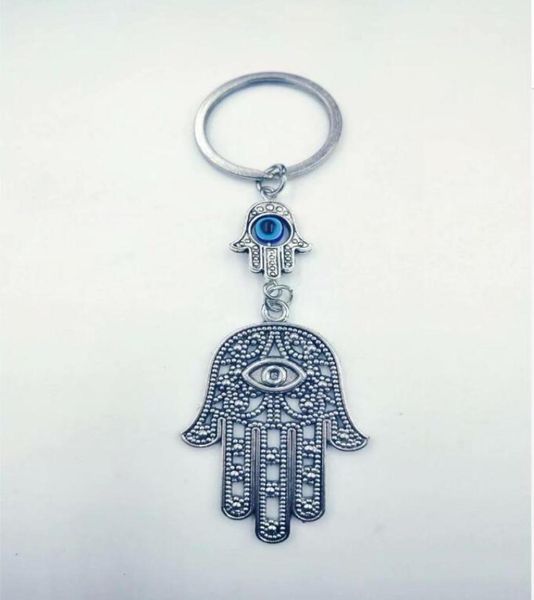 Модные ювелирные украшения Angel Wings Evil Eye Hamsa Fatima Hand Charm Diy CayCainsilver Tone Key Chain Keyring мод
