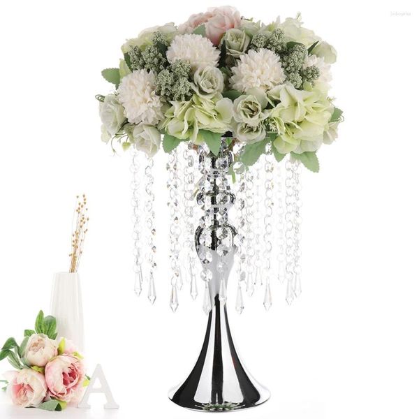 Kerzenhalter 1PC Halter Kristallperlen Vorhang rotierende Metall Kerzenblume Blume Vase Herzstück Rack Hochzeit Road Blei Dekor