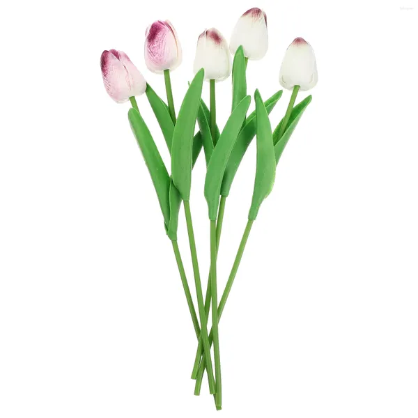 Fiori decorativi 5 pezzi simulazione tulipano tulipano fiore falso imitazione del matrimonio molla imitazione simulata del bouquet artificiale