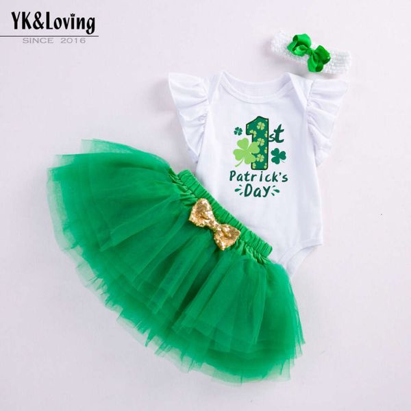 23 anni NUOVO ST. Patrick Baby Suit Wau Sleeved tutesuit Green Skirt a quattro strati Set per Baby Wear