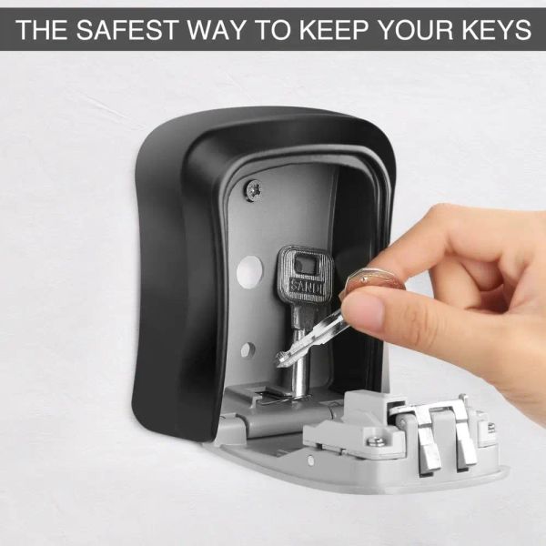 System Key Safe Box Weatherof 4 -Ziffer Kombination Outdoor -Sicherheitsspeicher Hülle Key Lock Box Wandmontierte Aluminiumlegierung Kunststoff