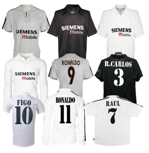2001 2002 2003 2004 Зидан столетние футбольные майки Figo Hierro Ronaldo Raul Real Madrids Home Away Классическая ретро -винтажная футбольная рубашка