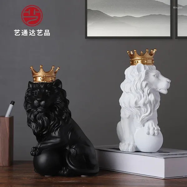 Vasi European Style Crown Lion Ornaments Resin Crafts Furre arredamento per la casa Decorazioni del corridoio decorazioni fatte a mano natalizie oggetti fatti a mano