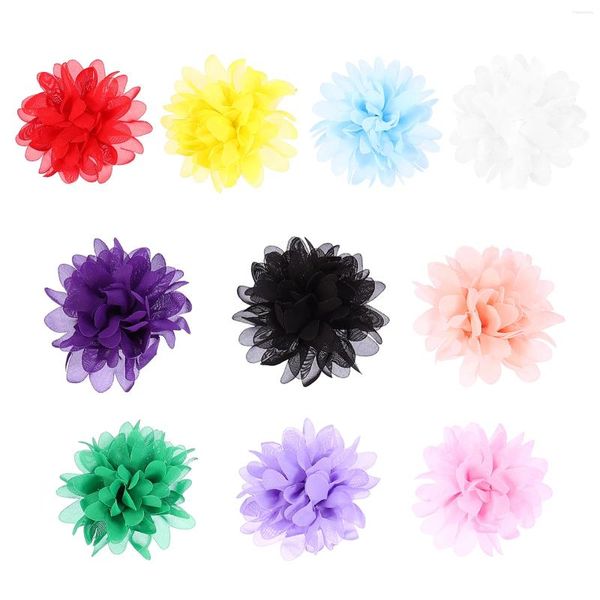 Flores decorativas 10 PCs Collar Flower Decore Pet Artificial O cachorro de chiffon de pano falso