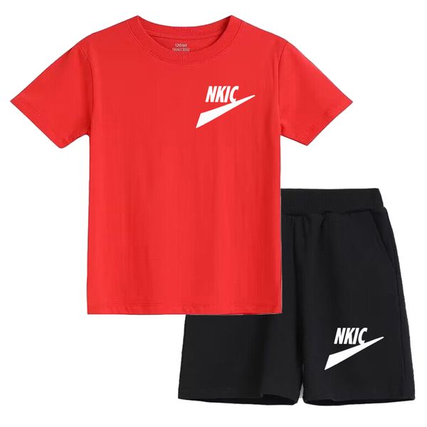 Летняя детская одежда костюм детские модные мальчики для мальчиков бренд красная футболка 100% хлопковые шорты 2 шт/сет