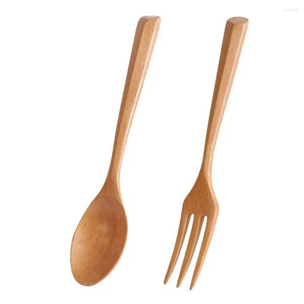 Cucchiai 1 set di cene in legno cucchiaio forchetta insalata cucina per cucine per utensili per utensili portatili portamenti riutilizzabili set all'ingrosso